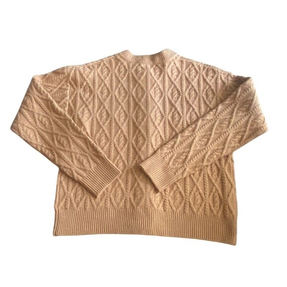 Draper James Cable Knit Cardigan Sweater Tan Button Front Size M - Picture 3 of 5